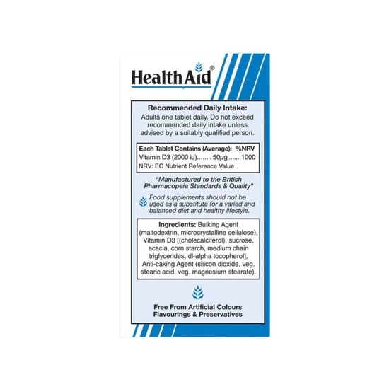 Health Aid Vitamin D3 2000iu Tablets 120 Tablets