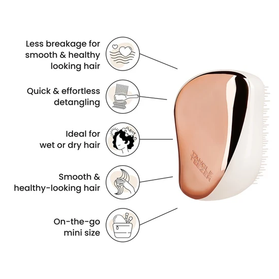 Tangle Teezer Compact Styler On-The-Go Detangling Hair Brush Ivory Rose Gold