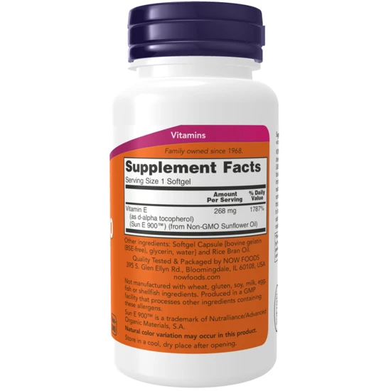 NOW Foods Sun-E 400iu 60 Softgels