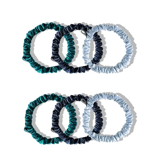 Drowsy Skinny Scrunchie Set Blue & Green
