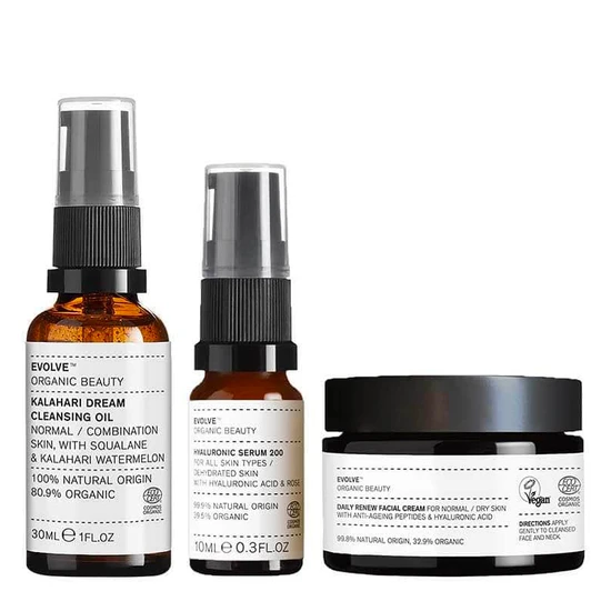 Evolve Beauty The Daily Dream Set 10ml Cleansing Oil, 10ml Serum & 30ml Facial Cream