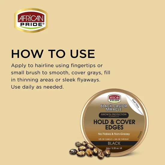 African Pride Black Castor Miracle Hold & Cover Edges Growth Protection 64 g