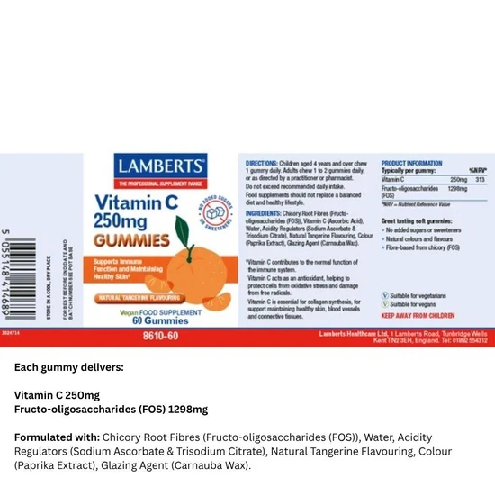 Lamberts Vitamin C 250mg Gummies 60 Gummies