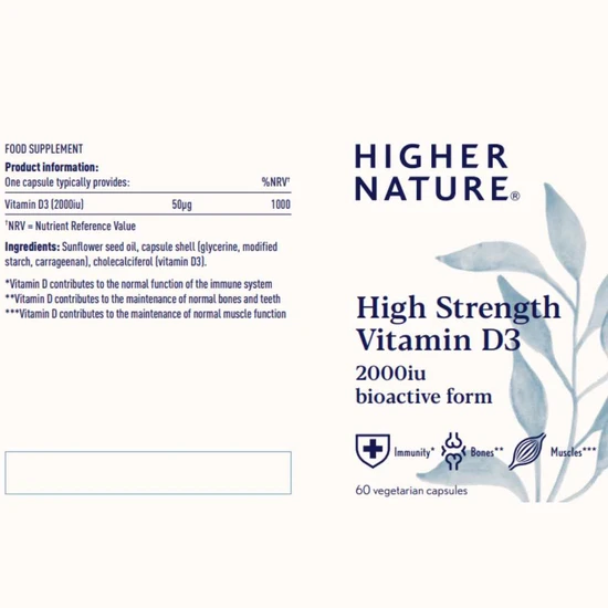 Higher Nature Vitamin D3 2000iu Vegicaps 60