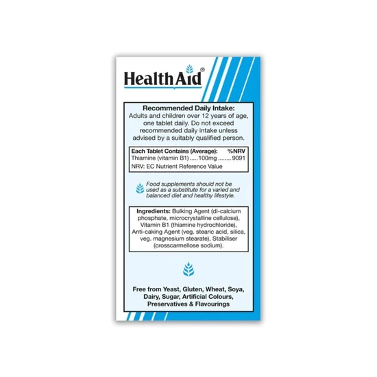 Health Aid Vitamin B1 100mg Prolonged Release Tablets 90 Tablets