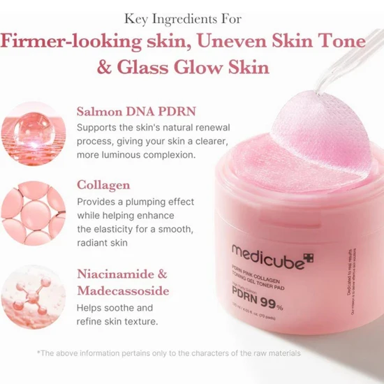 Medicube PDRN Pink Collagen Toning Gel Toner Pad 70 pads