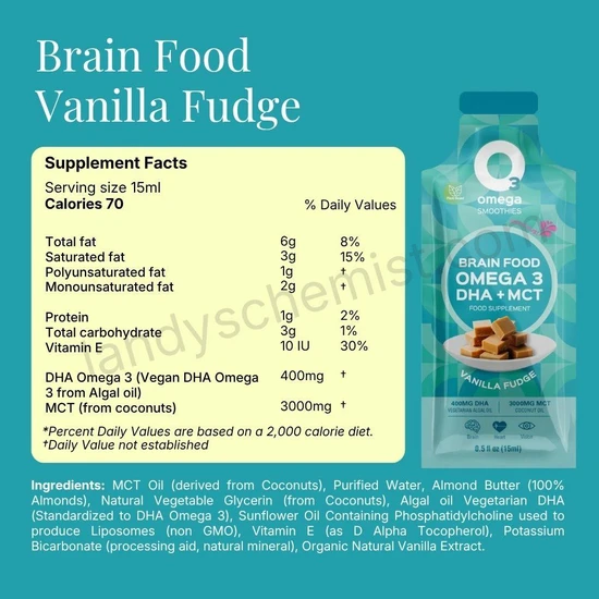 O3Omega Brain Food Omega 3, DHA + MCT Sachets 14 Sachets