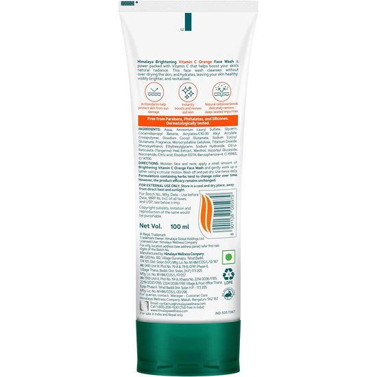 Himalaya Herbals Brightening Vitamin C Orange Face Wash 100ml