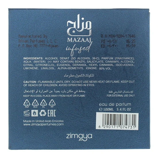 Zimaya Mazaaj Infused Eau De Parfum 100ml