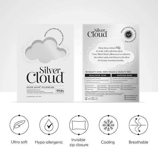 Silver Cloud White & Silver Satin Pillowcase Twinpack