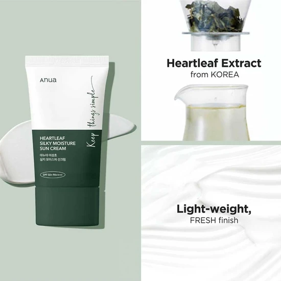 ANUA Heartleaf Silky Moisturiser Sunscreen 50ml
