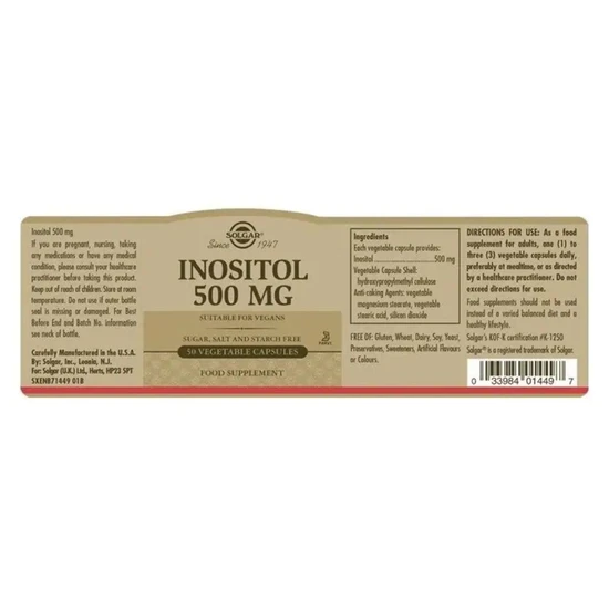 Solgar Inositol 500mg Vegicaps 50 Vegicaps