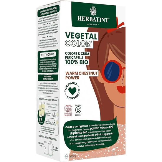 Herbatint Vegetal Organic Hair Colour Warm Chestnut Power 100g