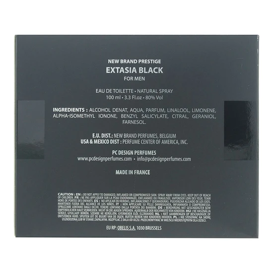 New Brand Extasia Black For Men Eau De Toilette 100ml