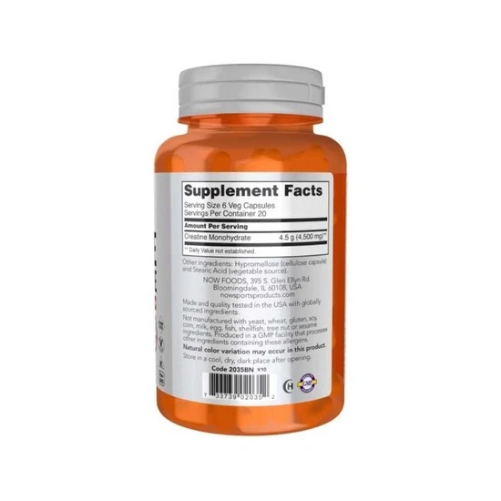 NOW Foods Creatine Monohydrate, 750mg Vegicaps 120 Vegicaps