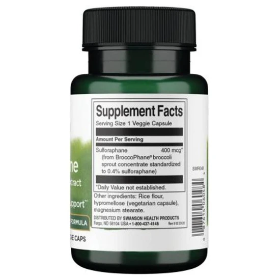 Swanson Sulforaphane From Broccoli Sprout Extract 400mcg Capsules 60 Capsules
