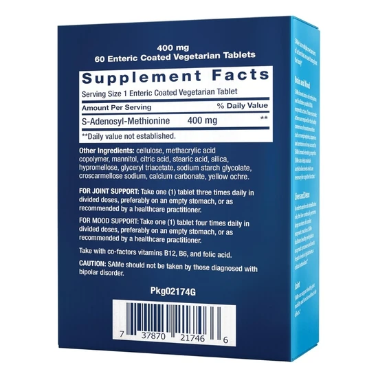 Life Extension SAMe S-Adenosyl-Methionine 400mg Tablets 60 Tablets