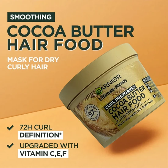 Garnier Ultimate Blends Curl Restoring Cocoa Butter & Jojoba Oil Hair Food 390ml
