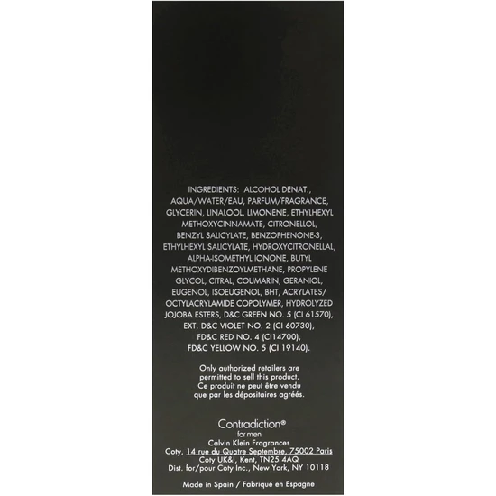 Calvin Klein Contradiction For Men Eau De Toilette 100ml