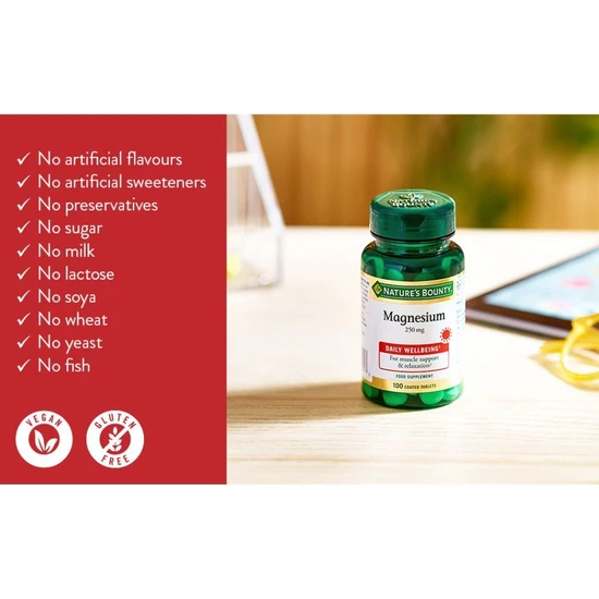 Nature's Bounty Magnesium 250mg Tablets 100 Tablets