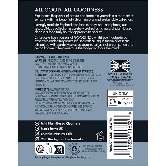 Baylis & Harding Goodness Men's Amber & Tonka Bean Body Wash 500ml