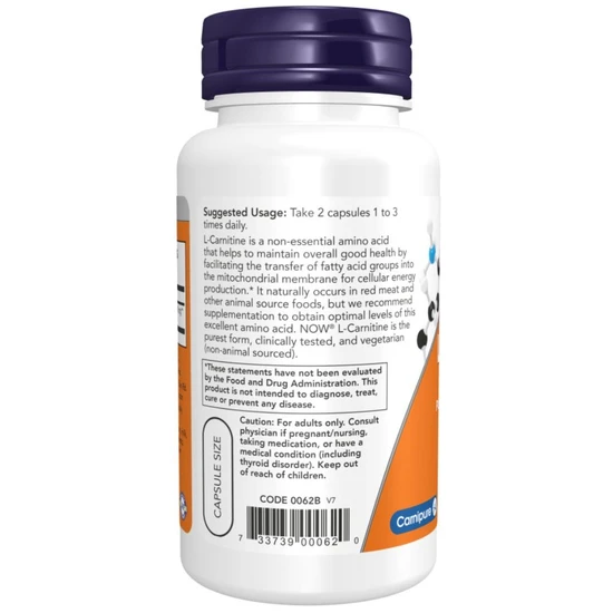 NOW Foods L-Carnitine 250mg 60 Capsules
