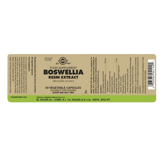 Solgar Boswellia Resin Extract Vegicaps 60 Vegicaps