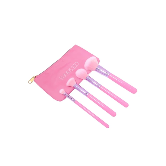 Sunkissed Flawless Brush Set Blusher Brush, Powder Brush, Blending Brush, Eyeshadow Brush, Makeup Bag