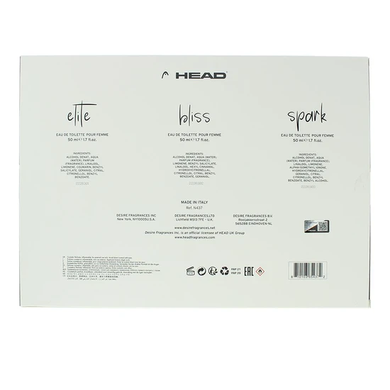 Head Women Eau De Toilette Bliss, Elite, Spark Gift Set 50ml