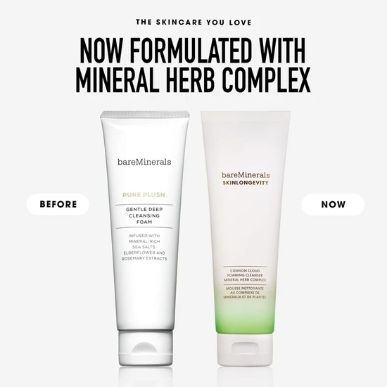 bareMinerals Skinlongevity Cushion Cloud Foaming Cleanser Mineral Herb Complex 120ml