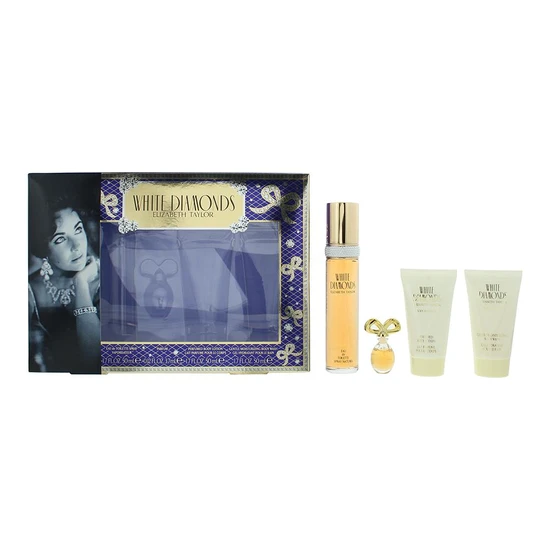 Elizabeth Taylor White Diamonds Gift Set 50ml Eau De Toilette + 50ml Body Lotion + 50ml Body Wash + 10ml Eau De Toilette