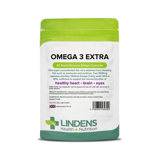 Lindens Omega 3 Fish Oil Extra Capsules 90 Capsules