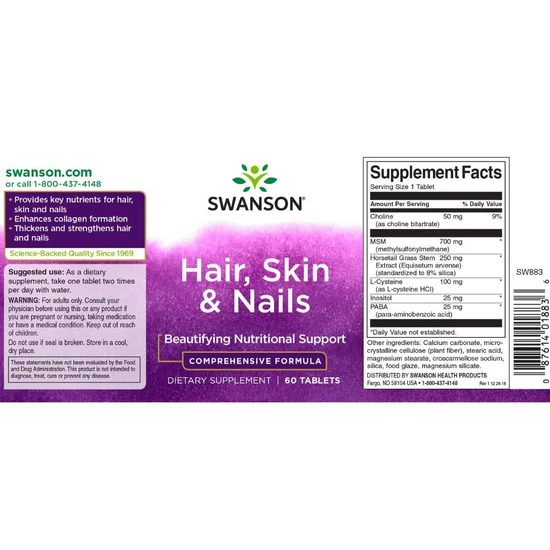Swanson Hair Skin & Nails Tablets 60 Tablets