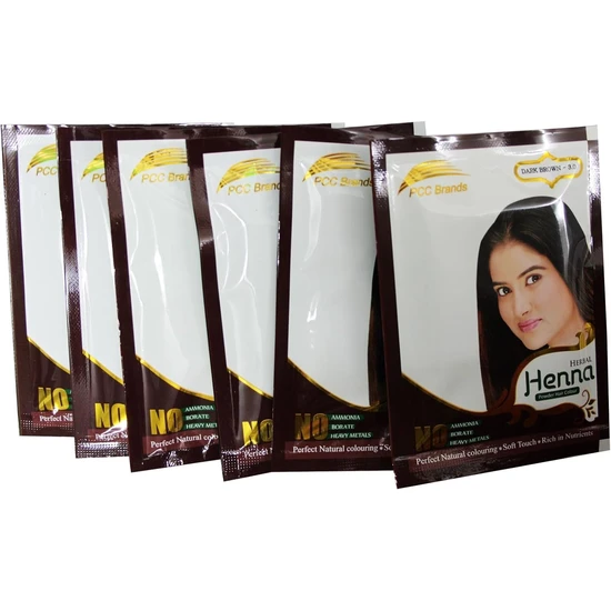 Herbal Henna Dark Brown Powder Hair Colour 6 Sachets