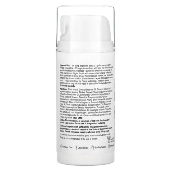 NOW Foods Natural Progesterone Balancing Skin Cream With Lavender 85g