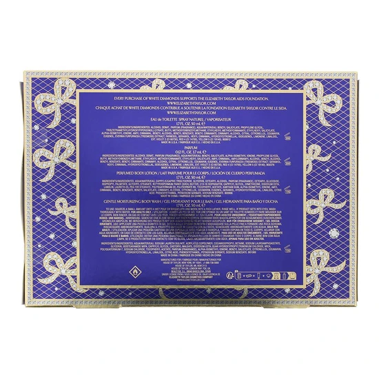 Elizabeth Taylor White Diamonds Gift Set 50ml Eau De Toilette + 50ml Body Lotion + 50ml Body Wash + 10ml Eau De Toilette