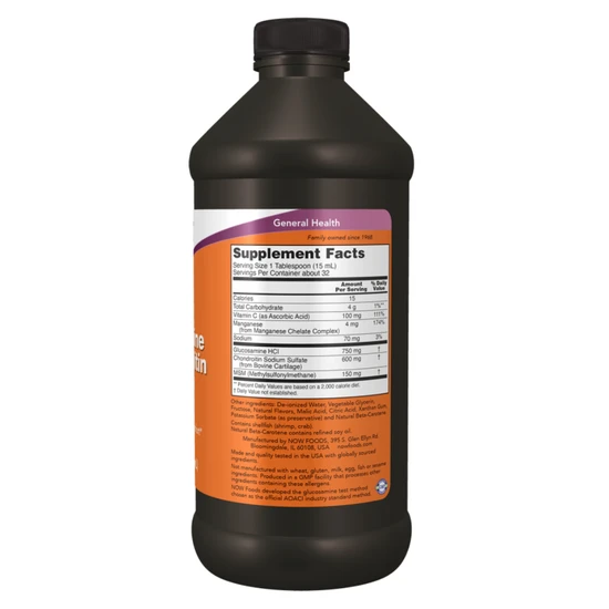 NOW Foods Glucosamine & Chondroitin With MSM Liquid 473ml