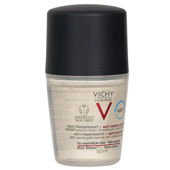 Vichy Homme 48h* Anti Perspirant & Anti-Stains Shirt Protection Roll-On For Sensitive Skin 50ml