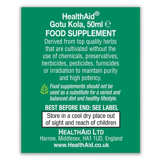 Health Aid Gotu Kola Liquid Drops 50ml