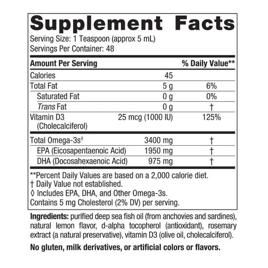 Nordic Naturals Ultimate Omega Xtra 3400mg Lemon 237ml