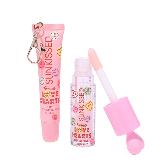 Sunkissed Love Hearts Lip Gloss & Conditioner Lip Duo Gift Set Cherry