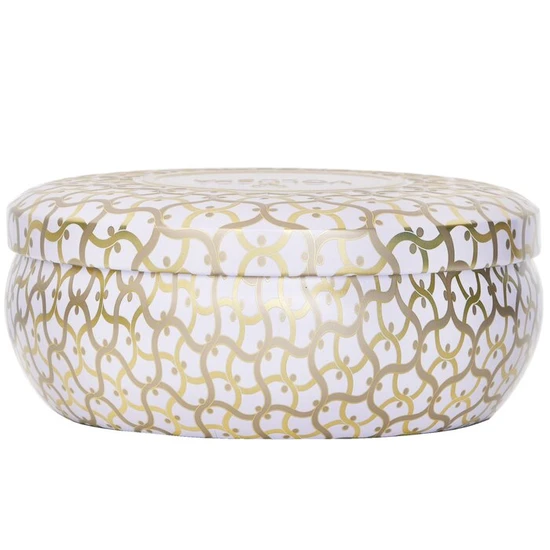 VOLUSPA 3 Wick Decorative Tin Candle Suede Blanc 340g