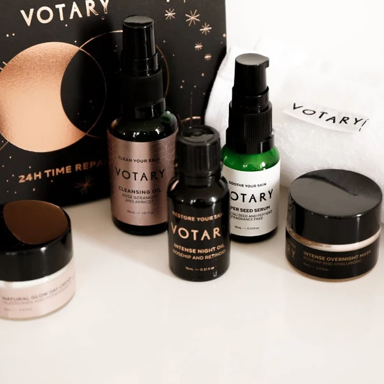 Votary 24h Time Repair Kit Cleansing Oil + Night Oil + Overnight Mask + Day Cream + Serum + Face Cloth