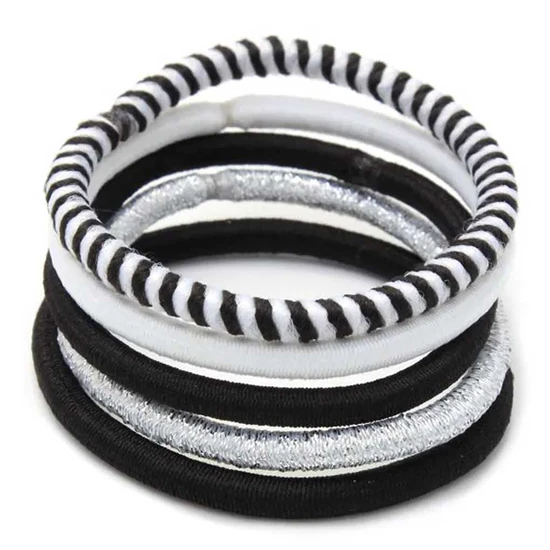 Molly And Rose Black & White Elastics & Scrunchie Set 9320