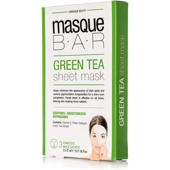 Masque Bar Green Tea Sheet Mask 3 x 21ml