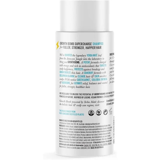 Growth Bomb Dandruff Formula Supercharge Shampoo 300ml