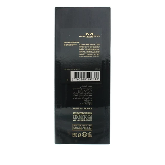 Mancera Gold Incense Eau De Parfum 120ml