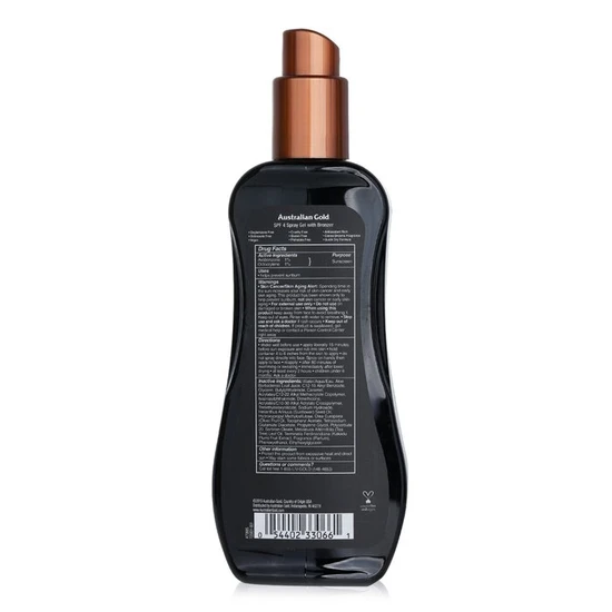 Australian Gold Spray Gel Sunscreen SPF 4 With Instant Bronzer 237ml