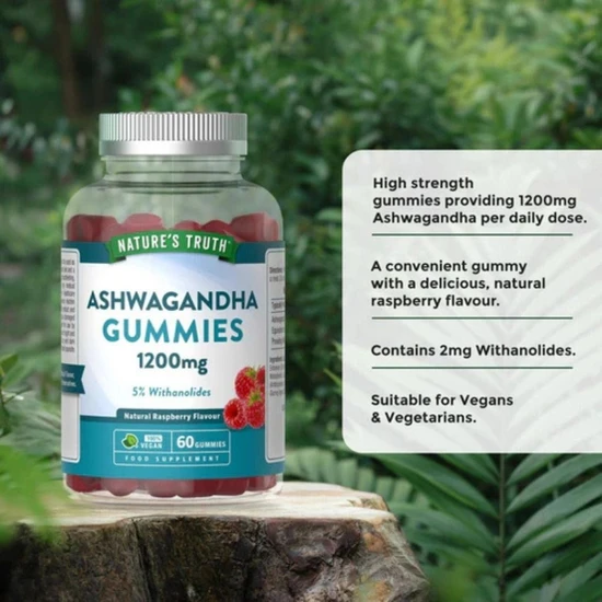 Nature's Truth Ashwagandha 1200mg Raspberry Gummies 60 Gummies