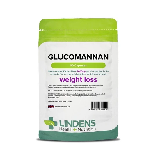 Lindens Glucomannan Konjac Fibre 500mg Capsules 90 Capsules